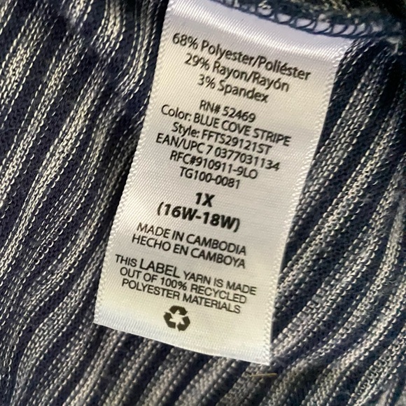 Terra & Sky 1X Top Striped Ruffle Elbow Sleeves - Picture 4 of 5